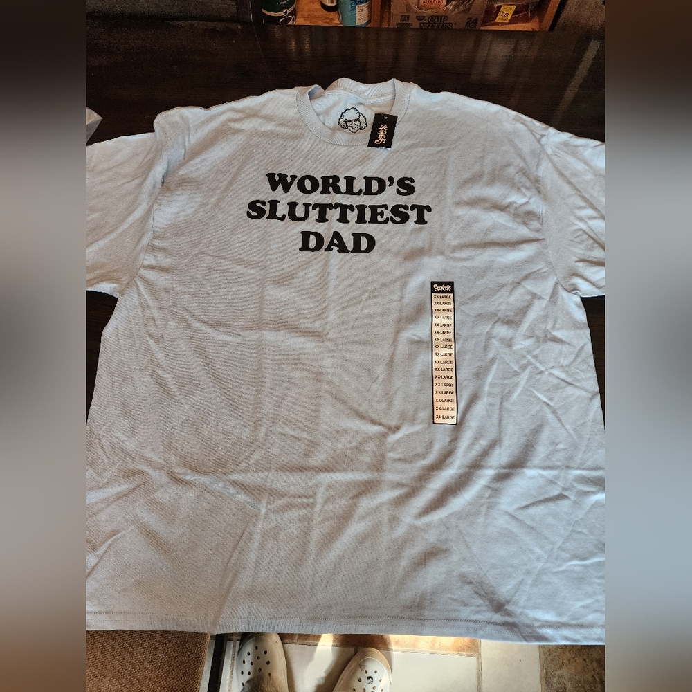 World's Sluttiest Dad Light Blue T-Shirt New With Tags 2xl